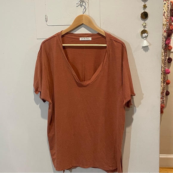 Free People Tops - Free People Rust Distressed Tee (Size Large)
